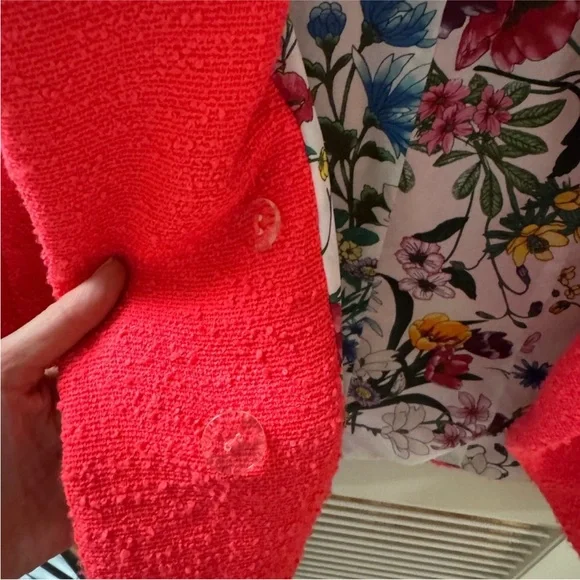 L'AGENCE Women's Vibrant Pink Textured Blazer - Picture 5 of 8